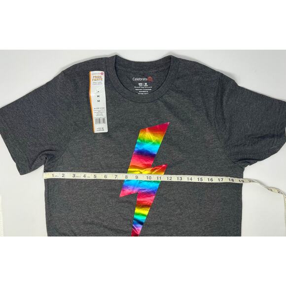 Celebrate It Pride Lightning Bolt Rainbow Tshirt size M NWT - Picture 4 of 5